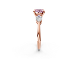 Rose gold Three-Stone Fancy Pink Round  Diamond Ring with Pear Side Stones in Four-Prong Setting_2