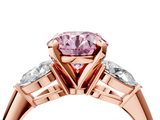 Rose gold Three-Stone Fancy Pink Round  Diamond Ring with Pear Side Stones in Four-Prong Setting_4