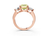 Rose gold Three-Stone Fancy Yellow Asscher  Brilliant Cut Solitaire Ring with Prong Setting on a Classic Band 4