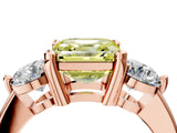 Rose gold Three-Stone Fancy Yellow Asscher  Brilliant Cut Solitaire Ring with Prong Setting on a Classic Band 5