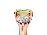 Rose gold Three-Stone Fancy Yellow Asscher  Brilliant Cut Solitaire Ring with Prong Setting on a Classic Band
