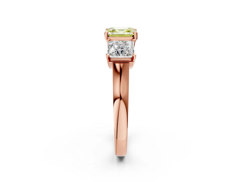 Rose gold Three-Stone Fancy Yellow Asscher Cut Brilliant Diamond Trellis Ring with Comfort Fit Band_2