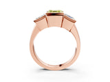 Rose gold Three Stone Fancy Yellow Asscher Cut Cut Channel Set Diamond Ring_3