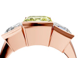 Rose gold Three Stone Fancy Yellow Asscher Cut Cut Channel Set Diamond Ring_4