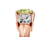 Rose gold Three Stone Fancy Yellow Asscher Cut Cut Channel Set Diamond Ring_5