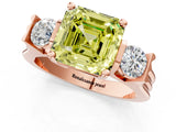 Rose gold Three-Stone Fancy Yellow Asscher Cut Cut Classic Band Prong Setting Ring_1
