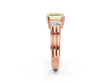 Rose gold Three-Stone Fancy Yellow Asscher Cut Cut Classic Band Prong Setting Ring_2