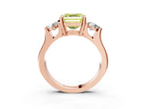 Rose gold Three-Stone Fancy Yellow Asscher Cut Cut Classic Band Prong Setting Ring_3