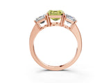Rose gold Three-Stone Fancy Yellow Asscher Cut Cut Diamond Engagement Ring with Flat Band and Four-Prong Setting_15