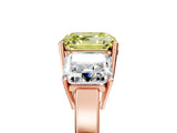 Rose gold Three-Stone Fancy Yellow Asscher Cut Cut Diamond Engagement Ring with Flat Band and Four-Prong Setting_17