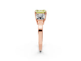 Rose gold Three-Stone Fancy Yellow Asscher Cut Cut Diamond Engagement Ring with Flat Band and Four-Prong Setting_2