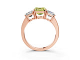 Rose gold Three-Stone Fancy Yellow Asscher Cut Cut Diamond Engagement Ring with Flat Band and Four-Prong Setting_3