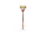 Rose gold Three-Stone Fancy Yellow Asscher Cut Cut Diamond Pavé Band with Prong Setting_17