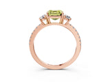Rose gold Three-Stone Fancy Yellow Asscher Cut Cut Diamond Pavé Band with Prong Setting_18
