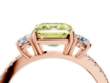 Rose gold Three-Stone Fancy Yellow Asscher Cut Cut Diamond Pavé Band with Prong Setting_19