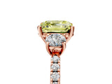 Rose gold Three-Stone Fancy Yellow Asscher Cut Cut Diamond Pavé Band with Prong Setting_20