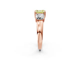 Rose gold Three-Stone Fancy Yellow Asscher Cut Cut Diamond Ring with Channel Set Band and Four-Prong Setting_2