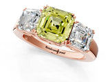 Rose gold Three-Stone Fancy Yellow Asscher Cut Cut Diamond Ring with Channel Set Band and Four-Prong Setting_25