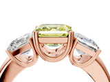 Rose gold Three-Stone Fancy Yellow Asscher Cut Cut Diamond Ring with Channel Set Band and Four-Prong Setting_28