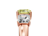 Rose gold Three-Stone Fancy Yellow Asscher Cut Cut Diamond Ring with Channel Set Band and Four-Prong Setting_29