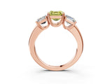 Rose gold Three-Stone Fancy Yellow Asscher Cut Cut Diamond Ring with Channel Set Band and Four-Prong Setting_3