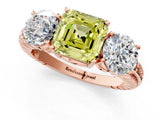 Rose gold Three-Stone Fancy Yellow Asscher Cut Cut Diamond Ring with Channel-Set Band and Prong Setting_1