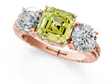 Rose gold Three-Stone Fancy Yellow Asscher Cut Cut Diamond Ring with Channel-Set Band and Prong Setting_13