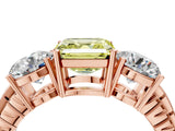 Rose gold Three-Stone Fancy Yellow Asscher Cut Cut Diamond Ring with Channel-Set Band and Prong Setting_16