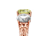 Rose gold Three-Stone Fancy Yellow Asscher Cut Cut Diamond Ring with Channel-Set Band and Prong Setting_17