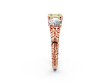 Rose gold Three-Stone Fancy Yellow Asscher Cut Cut Diamond Ring with Channel-Set Band and Prong Setting_2
