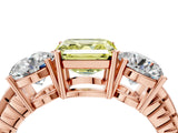 Rose gold Three-Stone Fancy Yellow Asscher Cut Cut Diamond Ring with Channel-Set Band and Prong Setting_4