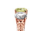 Rose gold Three-Stone Fancy Yellow Asscher Cut Cut Diamond Ring with Channel-Set Band and Prong Setting_5