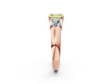 Rose gold Three-Stone Fancy Yellow Asscher Cut Cut Diamond Ring with Prong Setting and Classic Band_2