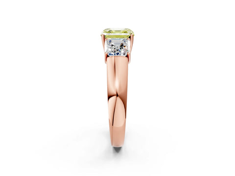 Rose gold Three-Stone Fancy Yellow Asscher Cut Cut Diamond Ring with Prong Setting and Classic Band_2