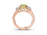 Rose gold Three-Stone Fancy Yellow Asscher Cut Cut Diamond Ring with Prong Setting and Classic Band_3