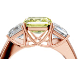 Rose gold Three-Stone Fancy Yellow Asscher Cut Cut Diamond Ring with Prong Setting and Classic Band_4