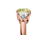 Rose gold Three-Stone Fancy Yellow Asscher Cut Cut Diamond Ring with Trillion Side Stones and Four-Prong Setting_8