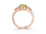 Rose gold Three-Stone Fancy Yellow Asscher Cut Cut Diamond Ring with Trillion Side Stones on a Split Shank Band_3