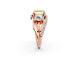Rose gold Three-Stone Fancy Yellow Asscher Cut Cut Diamond Split Shank Prong Set Ring_14
