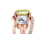 Rose gold Three-Stone Fancy Yellow Asscher Cut Cut Diamond Split Shank Prong Set Ring_17