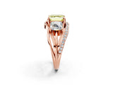 Rose gold Three-Stone Fancy Yellow Asscher Cut Cut Diamond Split Shank Prong Set Ring_2