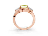 Rose gold Three-Stone Fancy Yellow Asscher Cut Cut Diamond Split Shank Prong Set Ring_3
