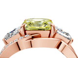 Rose gold Three-Stone Fancy Yellow Asscher Cut Cut Diamond Split Shank Prong Set Ring_4
