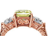 Rose gold Three-Stone Fancy Yellow Asscher Cut Cut Milgrain Band Prong Setting Ring_10