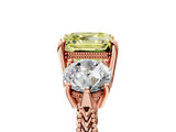 Rose gold Three-Stone Fancy Yellow Asscher Cut Cut Milgrain Band Prong Setting Ring_11