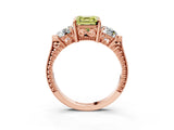 Rose gold Three-Stone Fancy Yellow Asscher Cut Cut Milgrain Band Prong Setting Ring_9