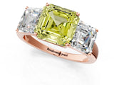 Rose gold Three-Stone Fancy Yellow Asscher Cut Cut Solitaire Ring with Classic Prong Setting_1