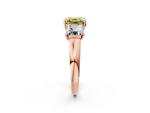 Rose gold Three-Stone Fancy Yellow Asscher Cut Cut Solitaire Ring with Classic Prong Setting_2