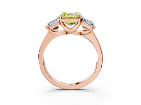 Rose gold Three-Stone Fancy Yellow Asscher Cut Cut Solitaire Ring with Classic Prong Setting_3