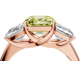 Rose gold Three-Stone Fancy Yellow Asscher Cut Cut Solitaire Ring with Classic Prong Setting_4